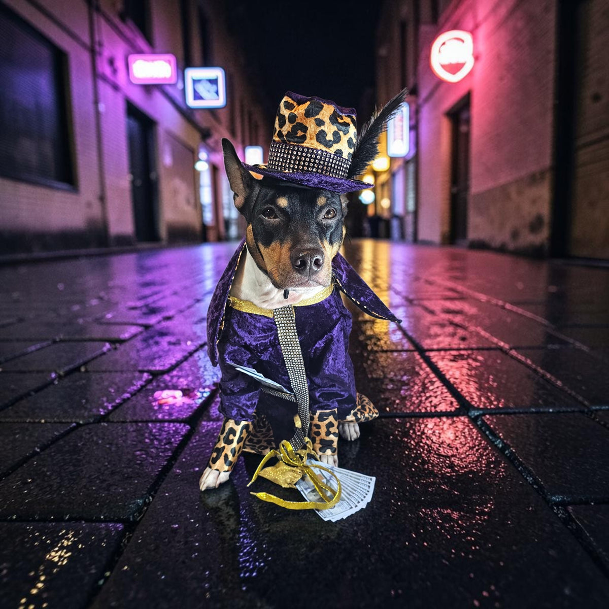 Pimp pet costume, pimp dog costume, gangster pet costume, gangster dog suit