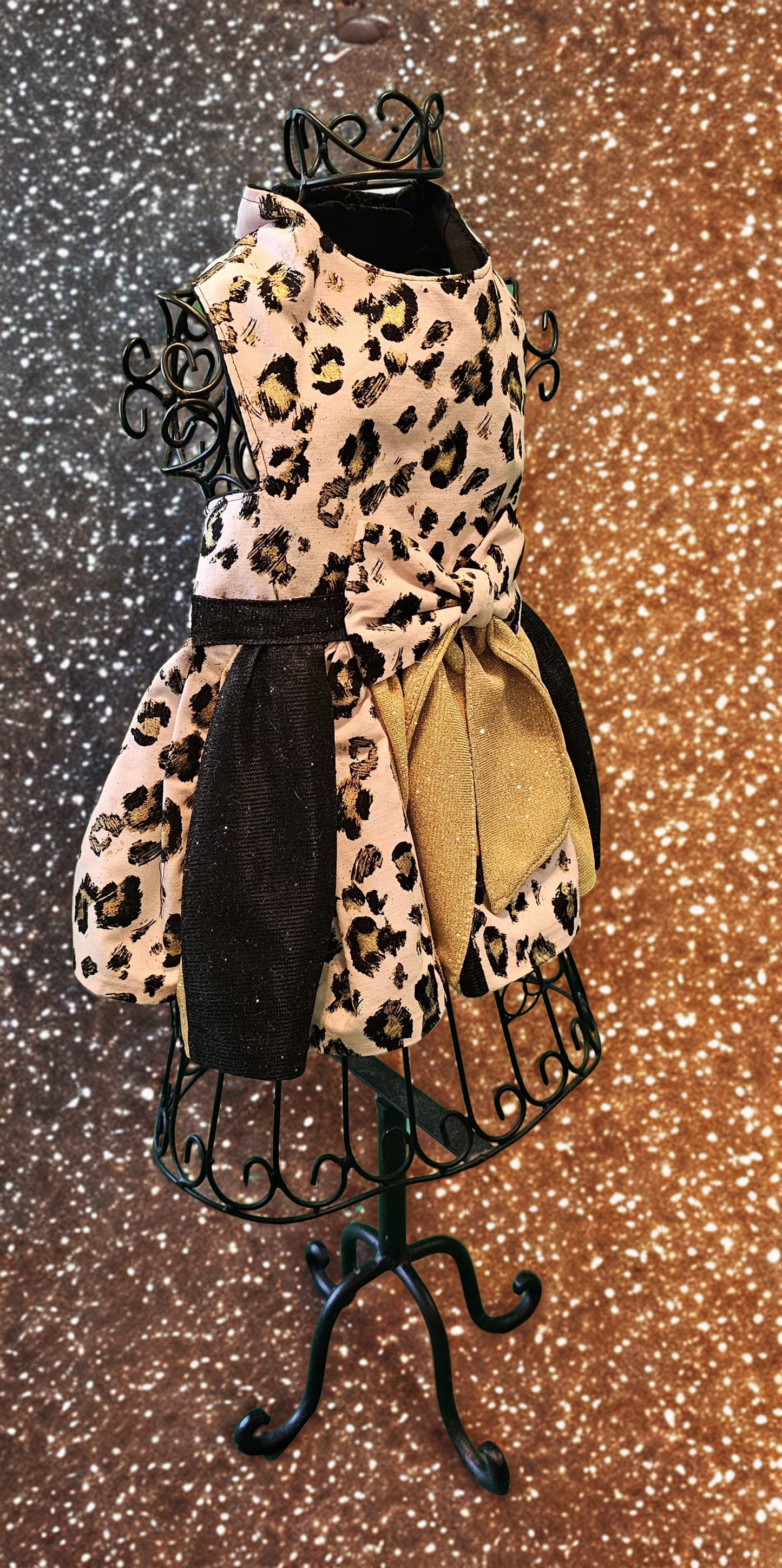 Pink leopard glitter pet dress, leopard dog dress