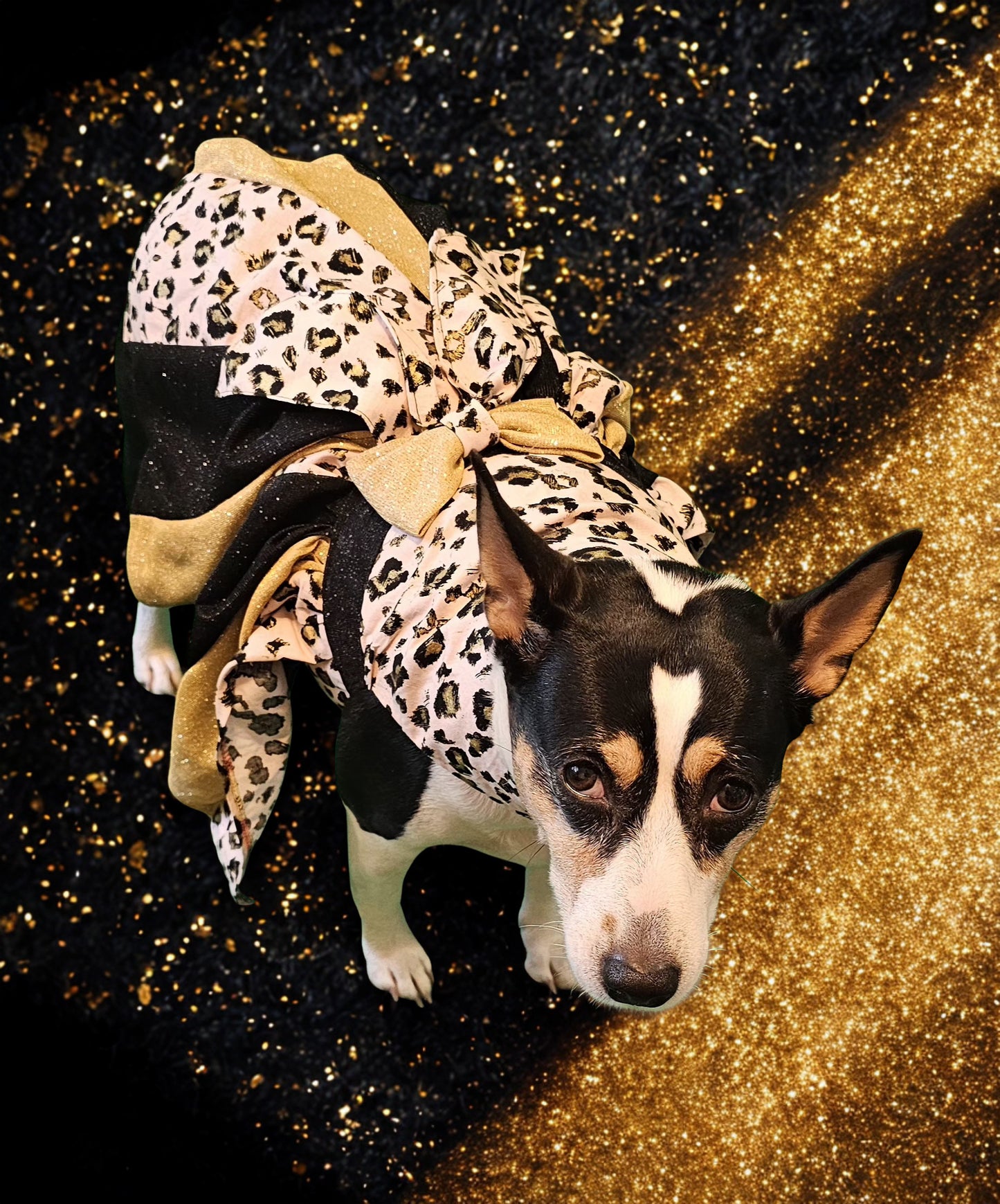 Pink leopard glitter pet dress, leopard dog dress