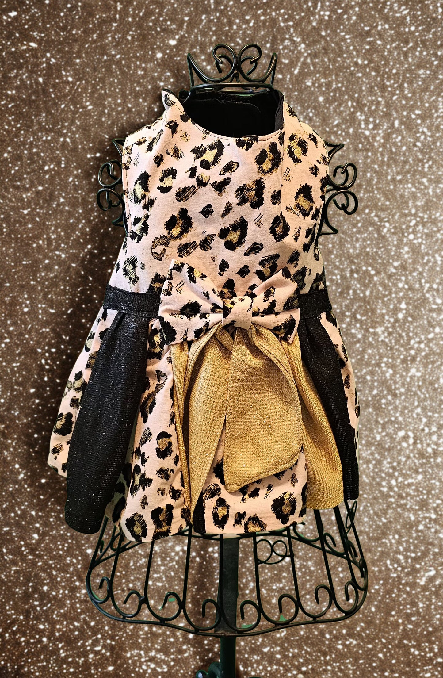 Pink leopard glitter pet dress, leopard dog dress