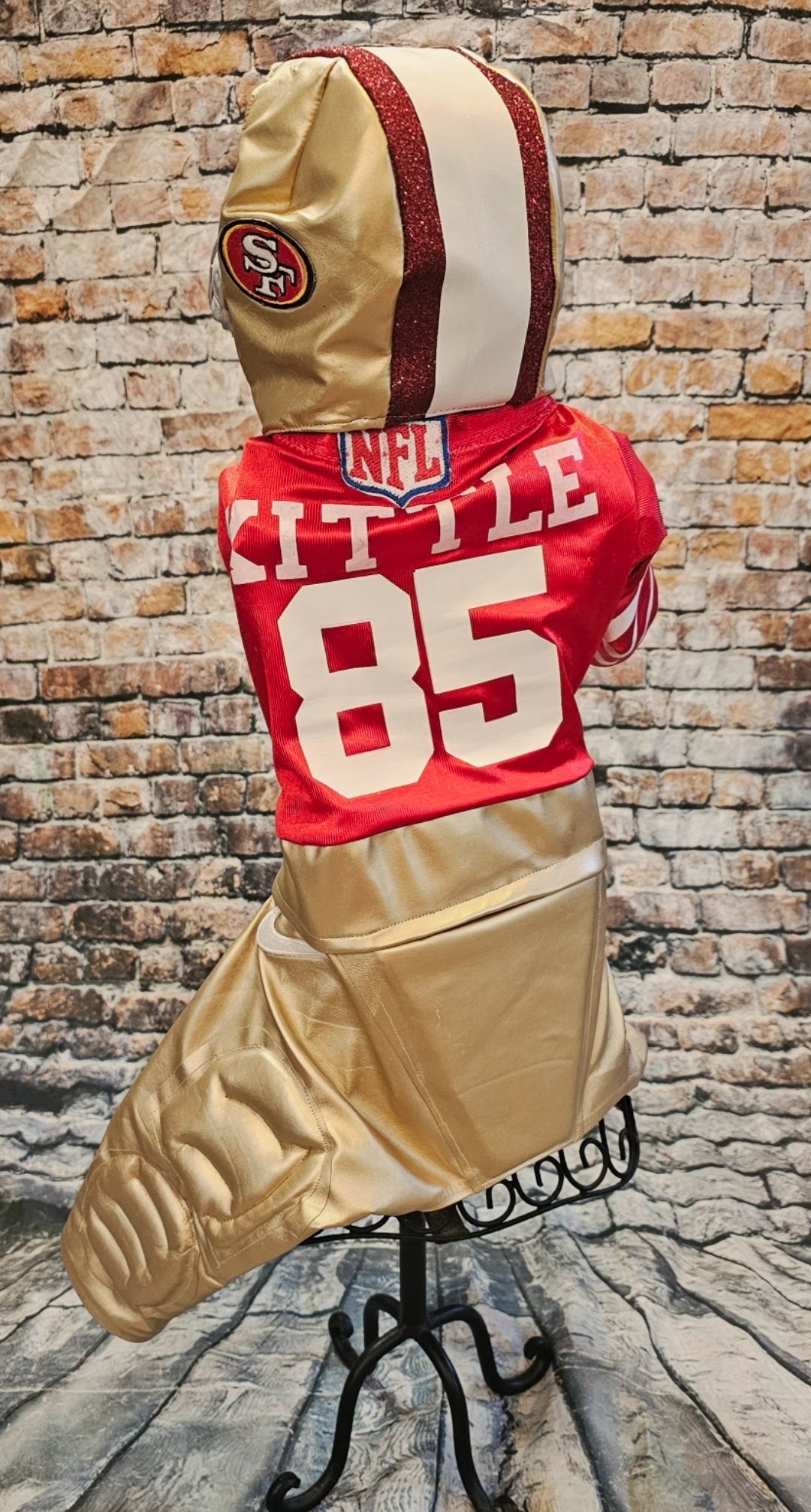 George Kittle pet costume, 49ers pet costume, football uniform pet costume