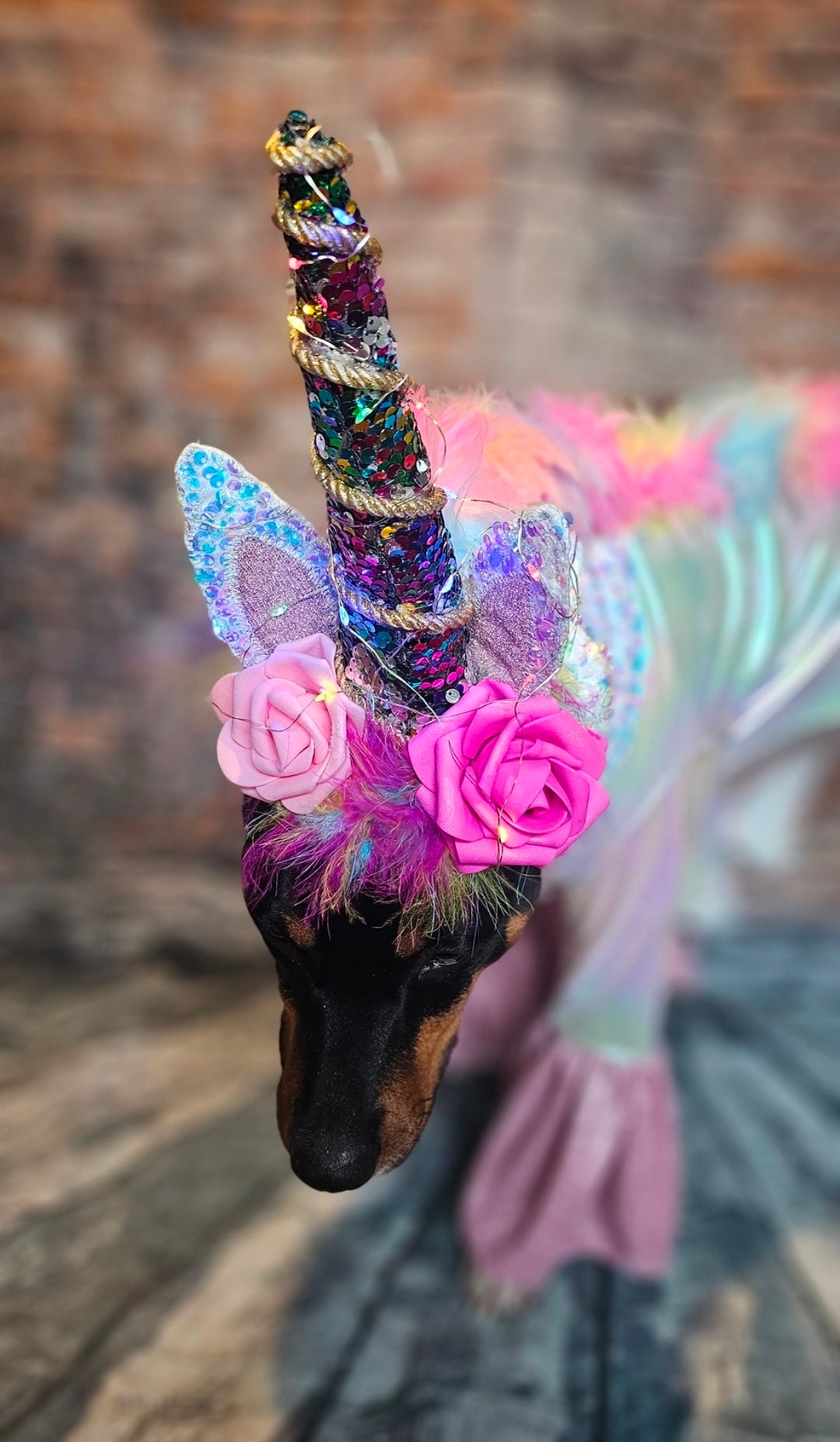 Unicorn light-up pet costume, Unicorn dog costume