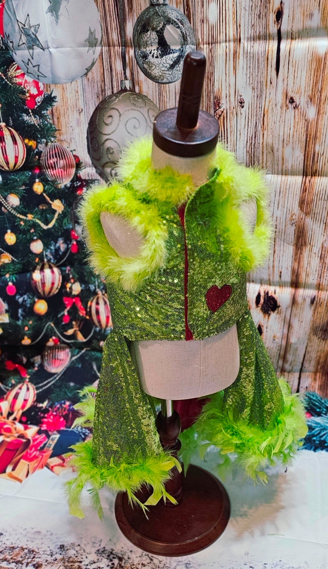Grinch pet dress, glitter grinch pet dress, sequin glitter dog dress, grinch cat dress