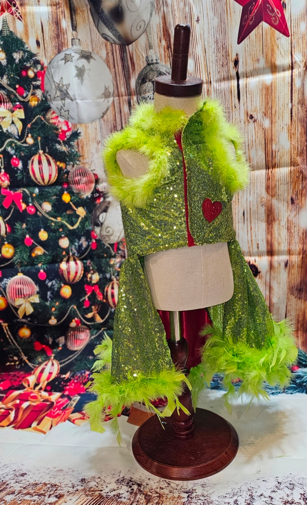 Grinch pet dress, glitter grinch pet dress, sequin glitter dog dress, grinch cat dress