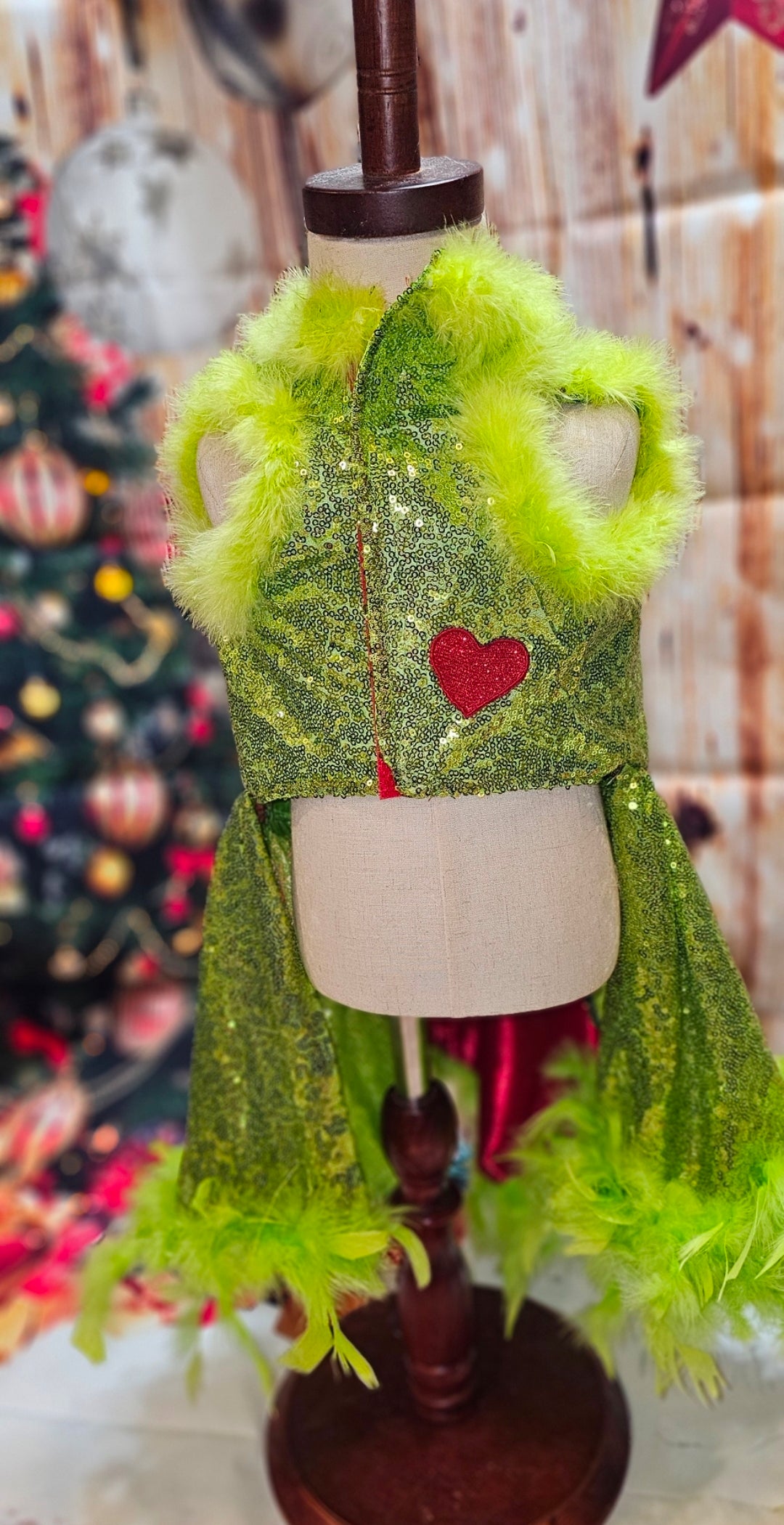 Grinch pet dress, glitter grinch pet dress, sequin glitter dog dress, grinch cat dress