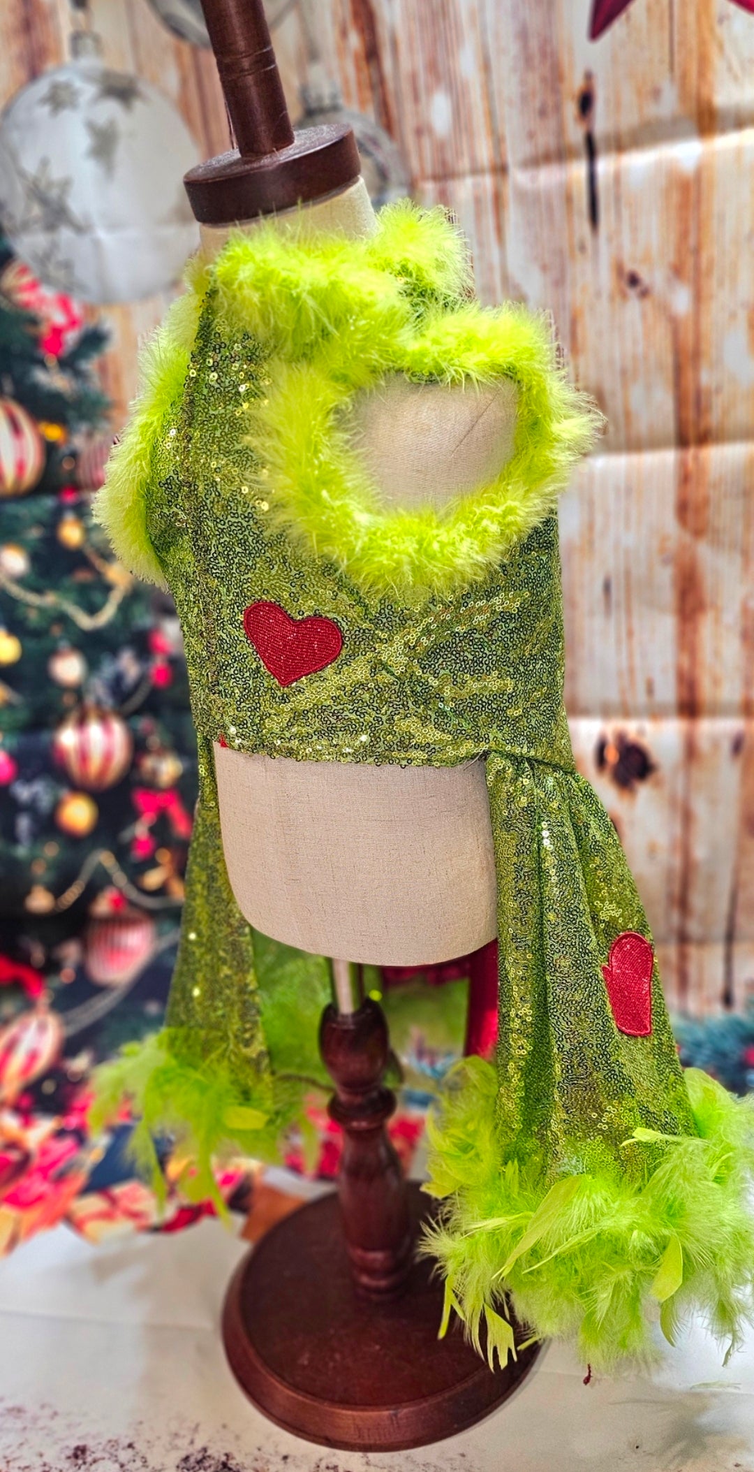Grinch pet dress, glitter grinch pet dress, sequin glitter dog dress, grinch cat dress
