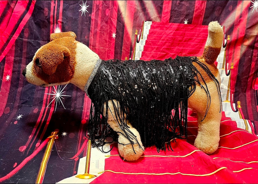 Sequin fringe pet shirt