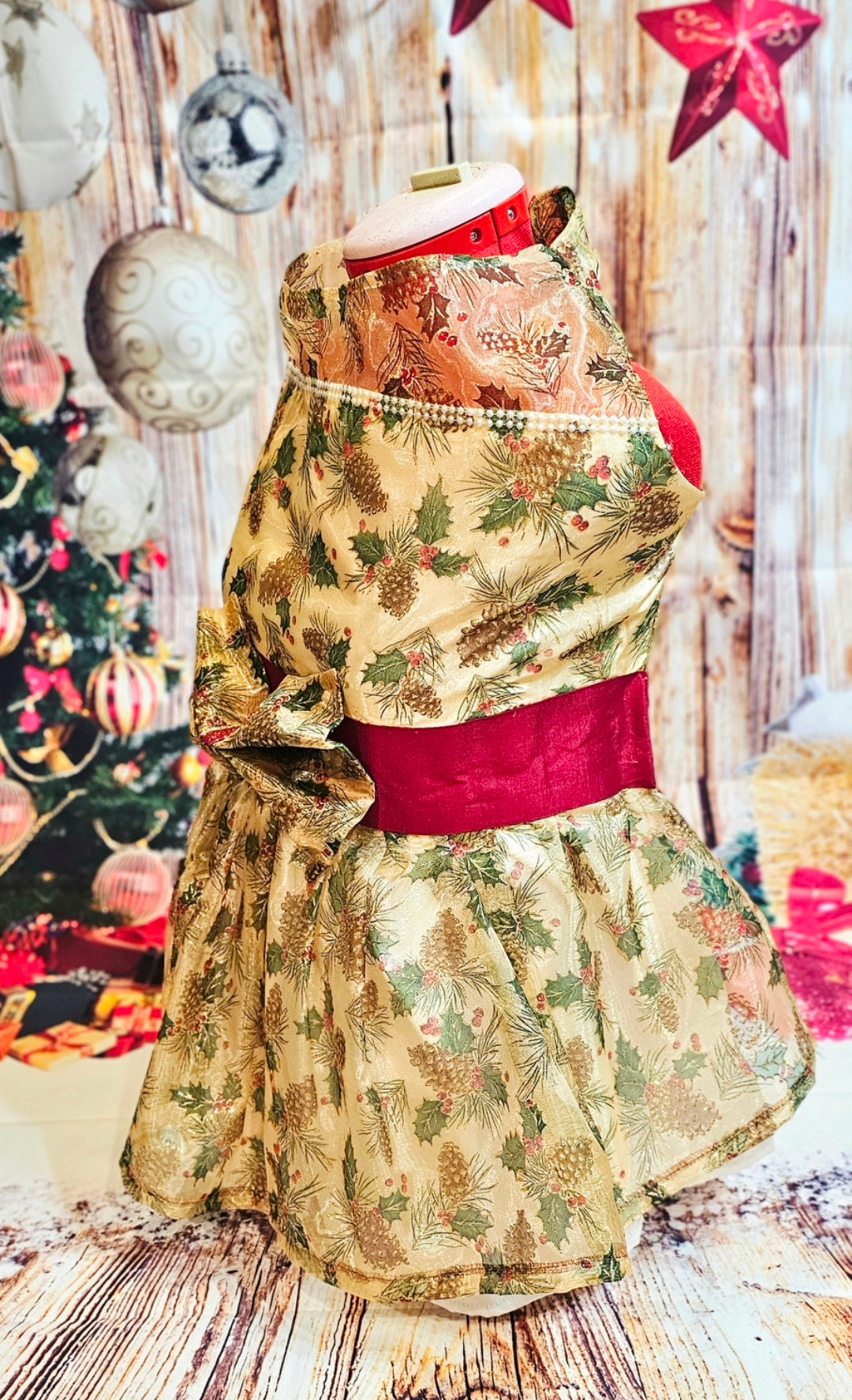 Holiday Pet Dress,  Holiday dog dress, mistle toe pet dress