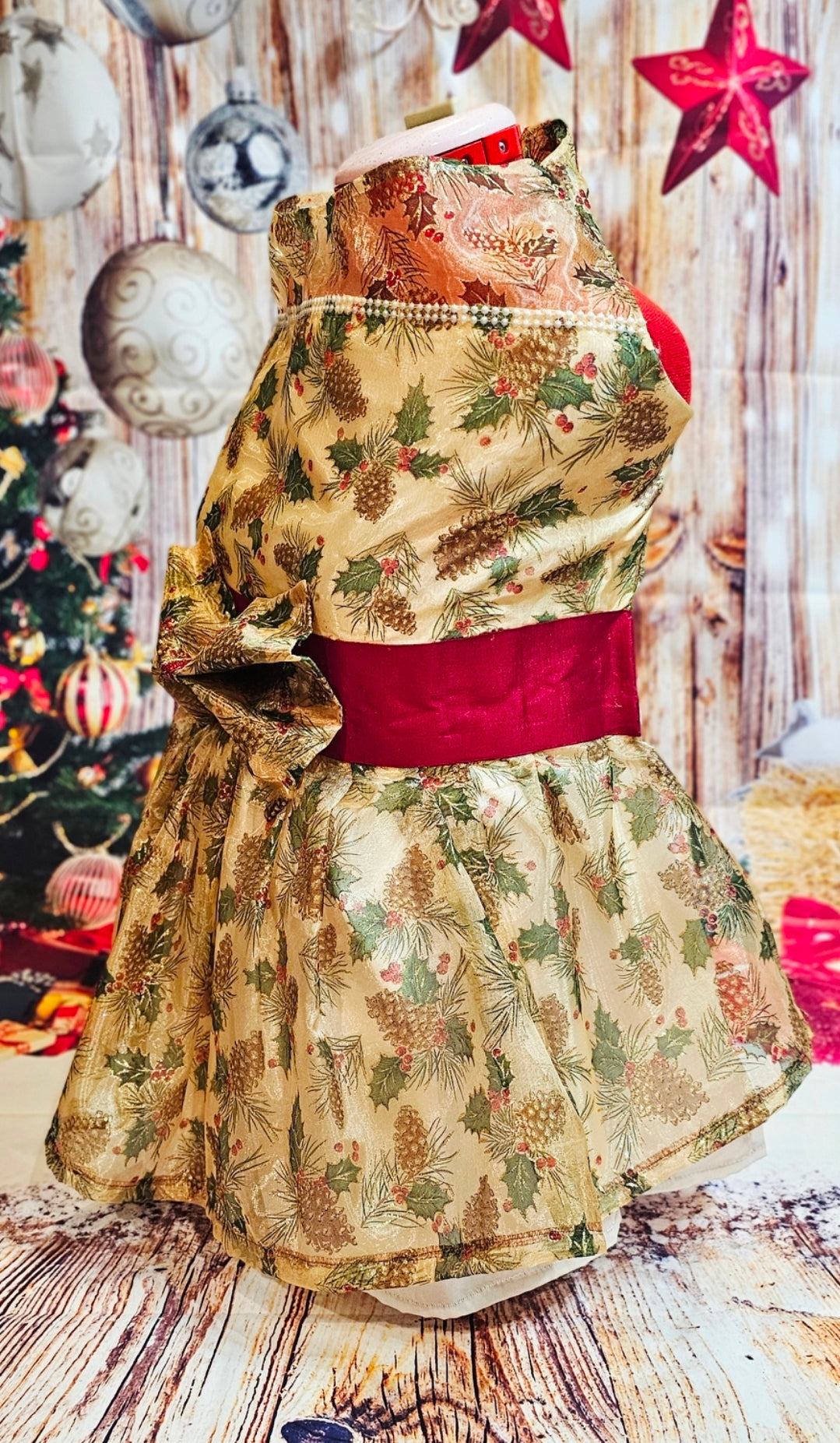 Holiday Pet Dress,  Holiday dog dress, mistle toe pet dress