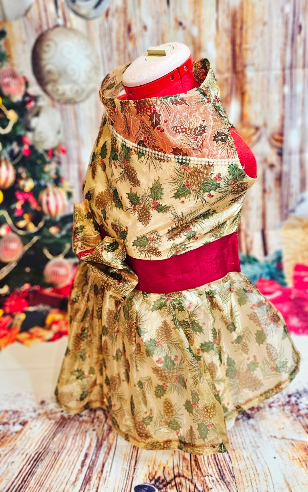 Holiday Pet Dress,  Holiday dog dress, mistle toe pet dress
