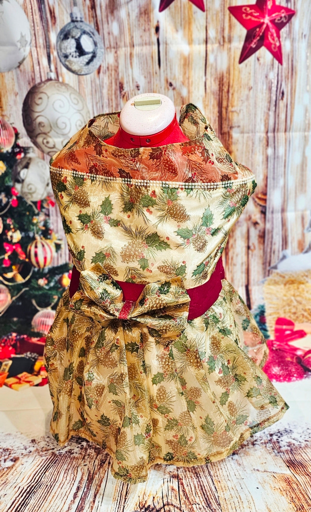 Holiday Pet Dress,  Holiday dog dress, mistle toe pet dress