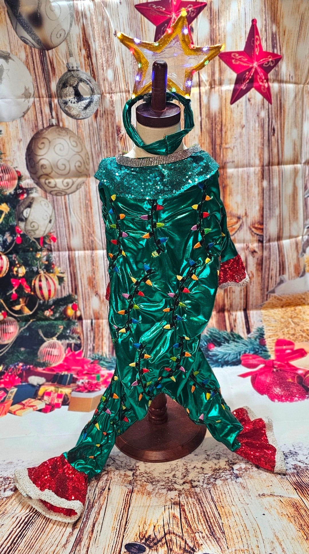 Christmas Tree pet costume, Light up tree pet costume, tree dog costume, tree cat costume