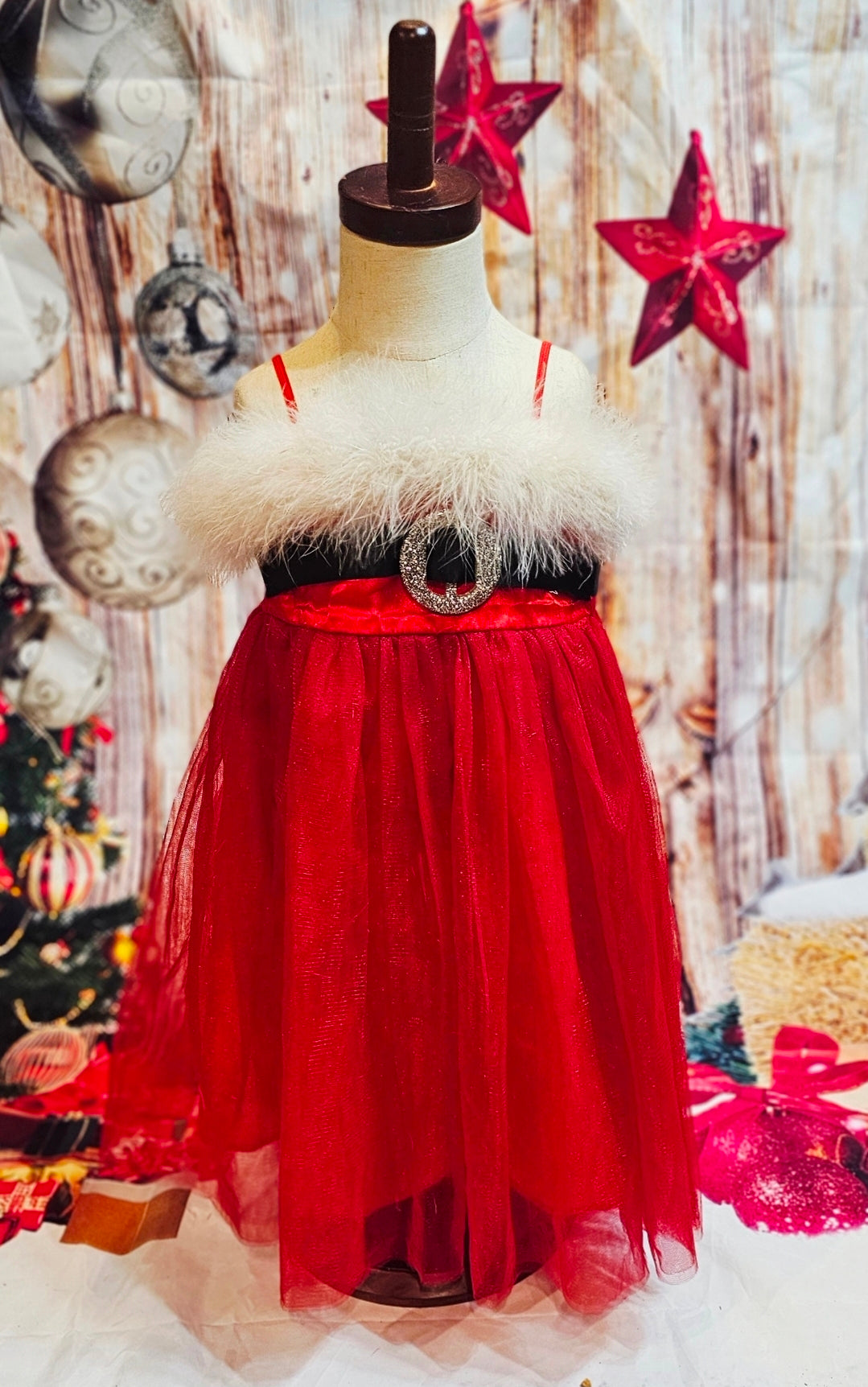 Tulle Santa Pet Dress, Tulle Miss Claus Pet Dress