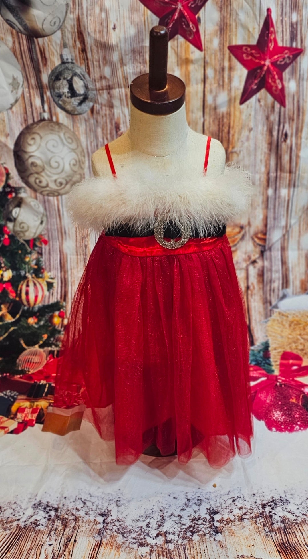 Tulle Santa Pet Dress, Tulle Miss Claus Pet Dress