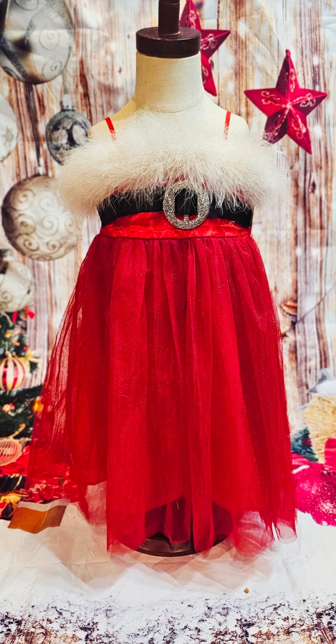 Tulle Santa Pet Dress, Tulle Miss Claus Pet Dress