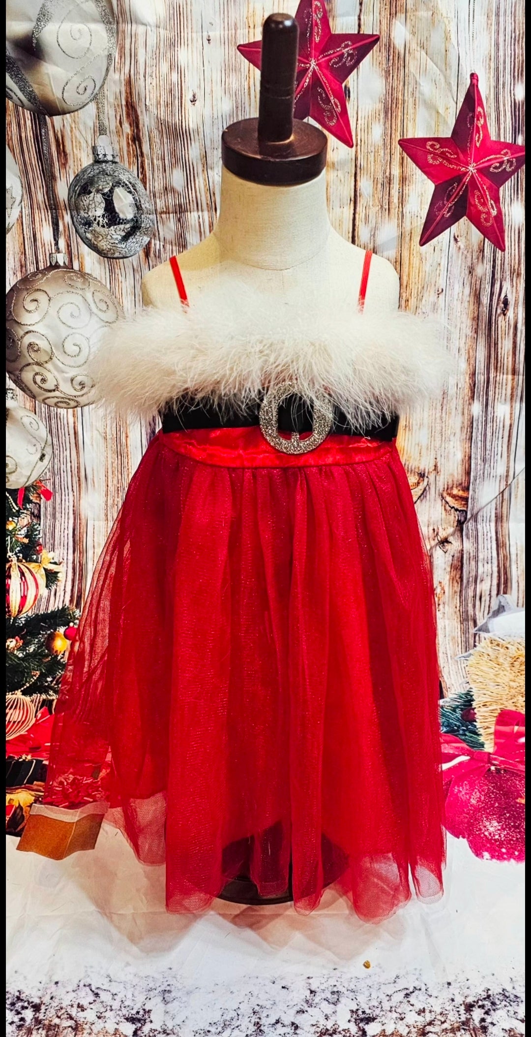 Tulle Santa Pet Dress, Tulle Miss Claus Pet Dress
