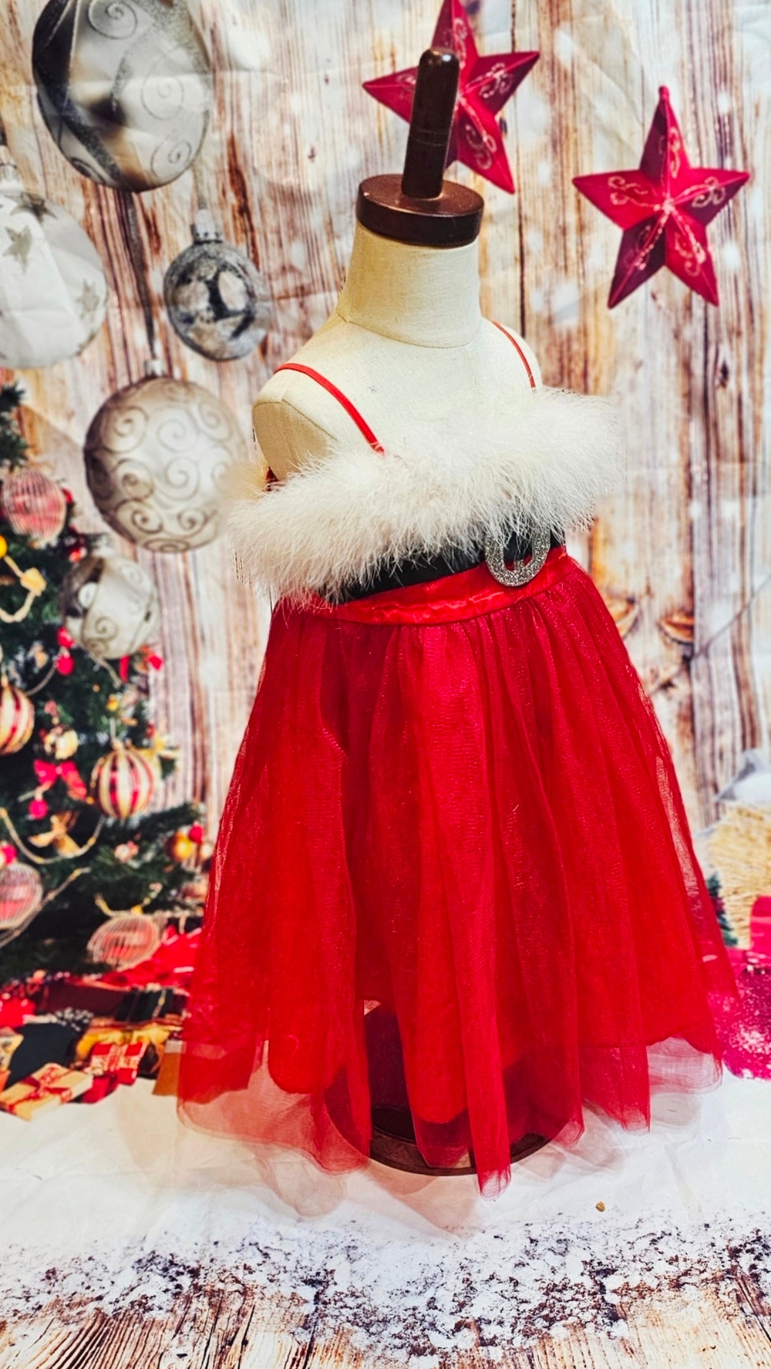 Tulle Santa Pet Dress, Tulle Miss Claus Pet Dress