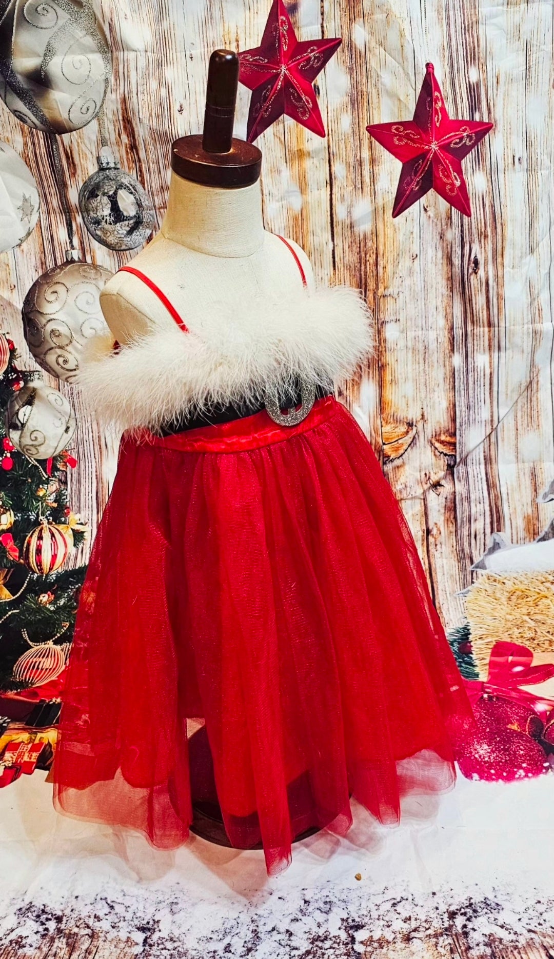 Tulle Santa Pet Dress, Tulle Miss Claus Pet Dress