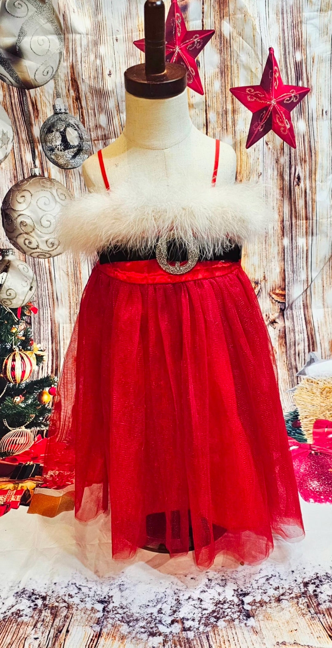Tulle Santa Pet Dress, Tulle Miss Claus Pet Dress