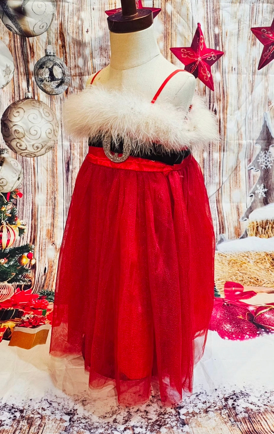 Tulle Santa Pet Dress, Tulle Miss Claus Pet Dress