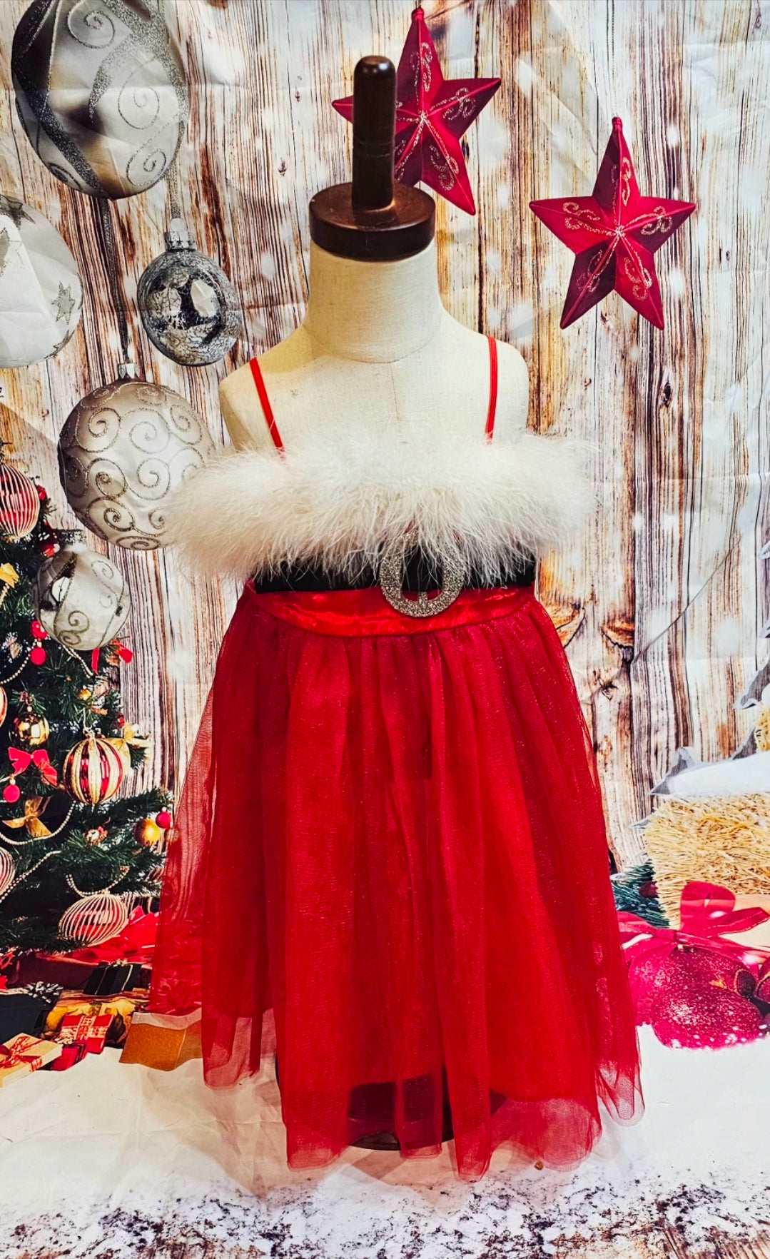 Tulle Santa Pet Dress, Tulle Miss Claus Pet Dress