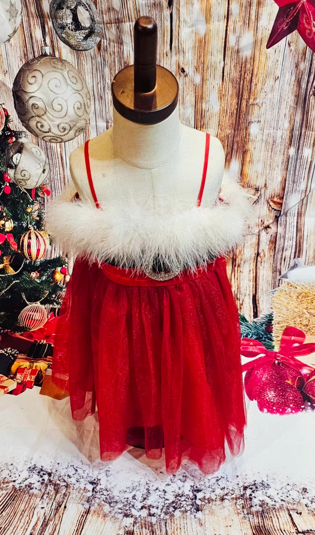 Tulle Santa Pet Dress, Tulle Miss Claus Pet Dress