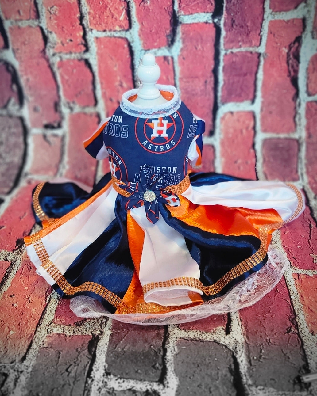 Houston Astros cheerleading pet dress, Astros Cheerleader pet dress