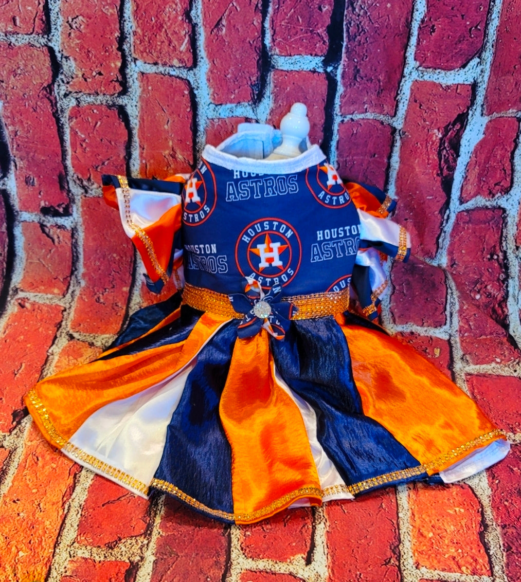 Houston Astros cheerleading pet dress, Astros Cheerleader pet dress