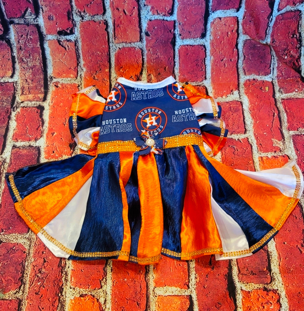 Houston Astros cheerleading pet dress, Astros Cheerleader pet dress