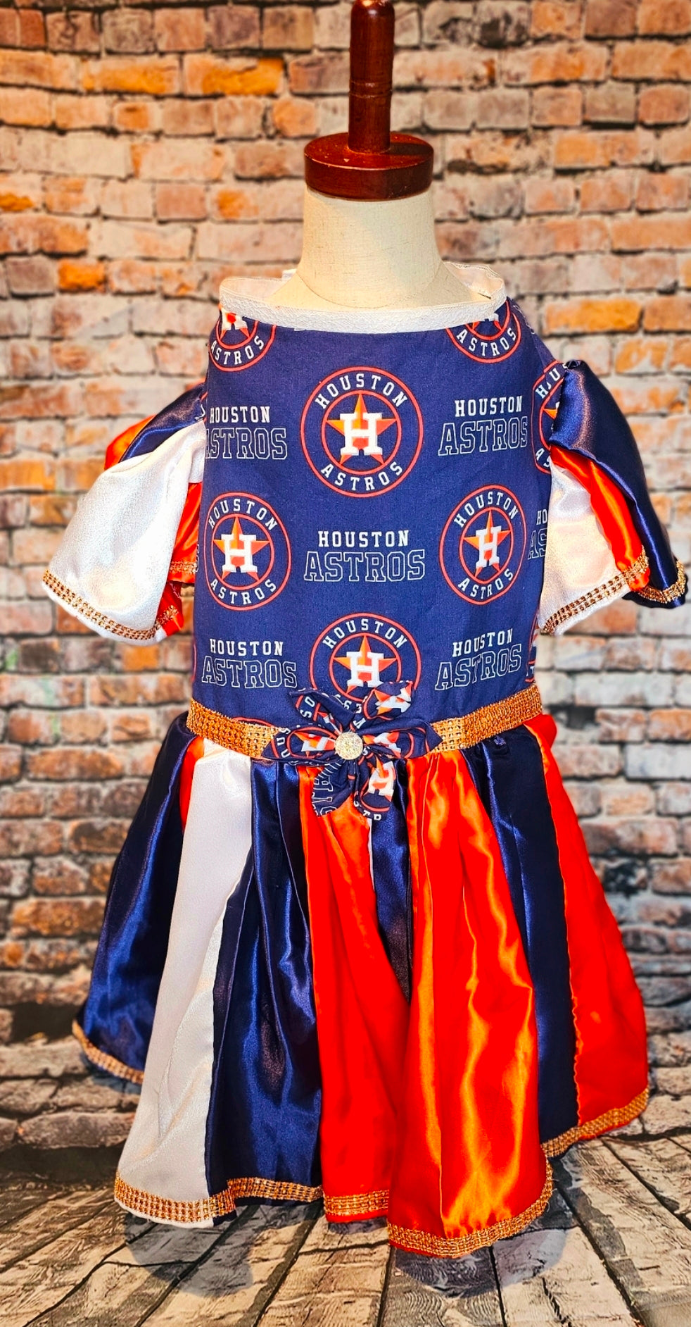 Houston Astros cheerleading pet dress, Astros Cheerleader pet dress