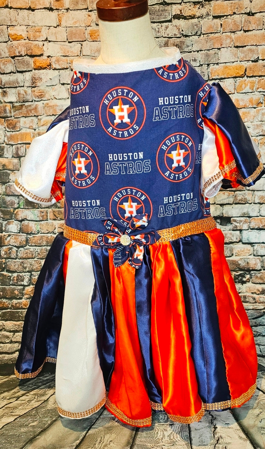 Houston Astros cheerleading pet dress, Astros Cheerleader pet dress