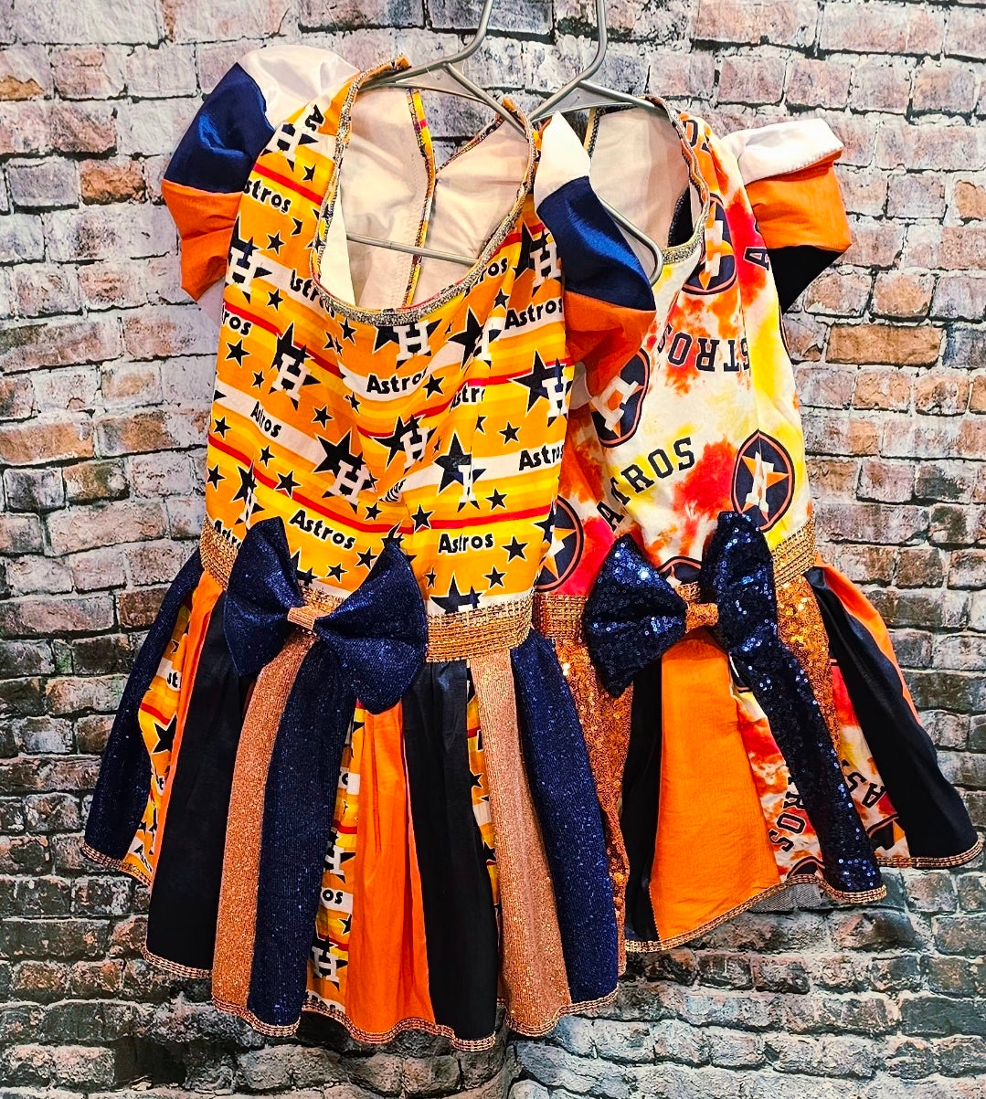 Houston Astros glitter pet dress, Houston Astros sequin pet dress