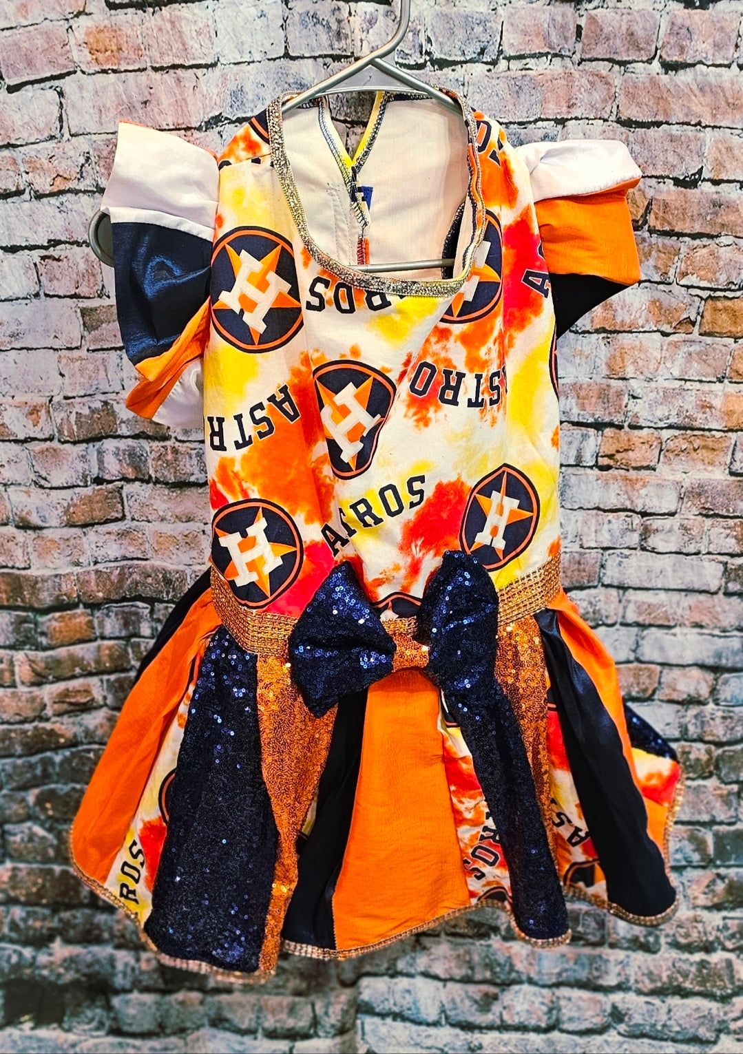 Houston Astros glitter pet dress, Houston Astros sequin pet dress