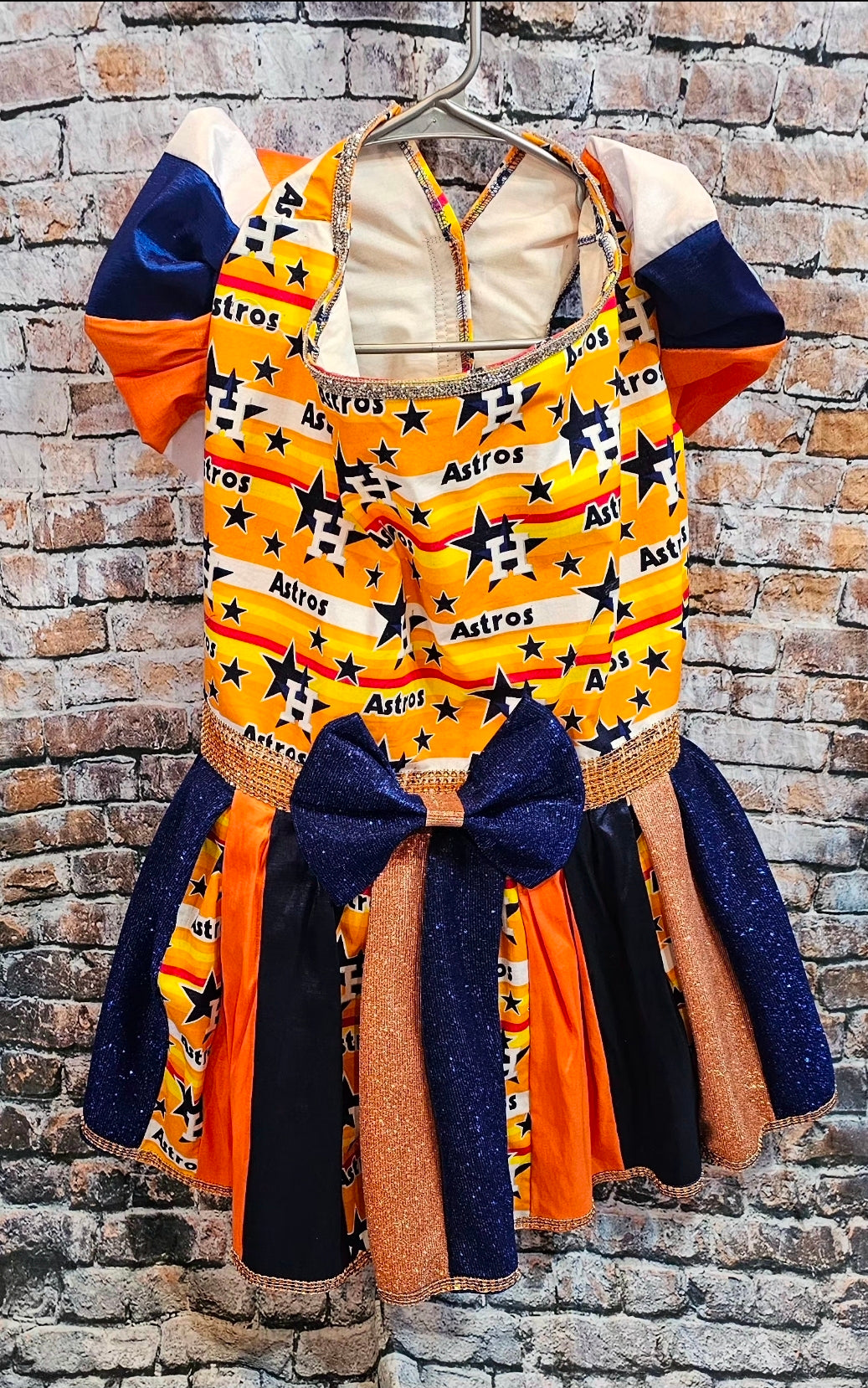 Houston Astros glitter pet dress, Houston Astros sequin pet dress