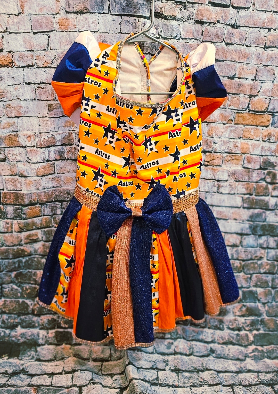 Houston Astros glitter pet dress, Houston Astros sequin pet dress