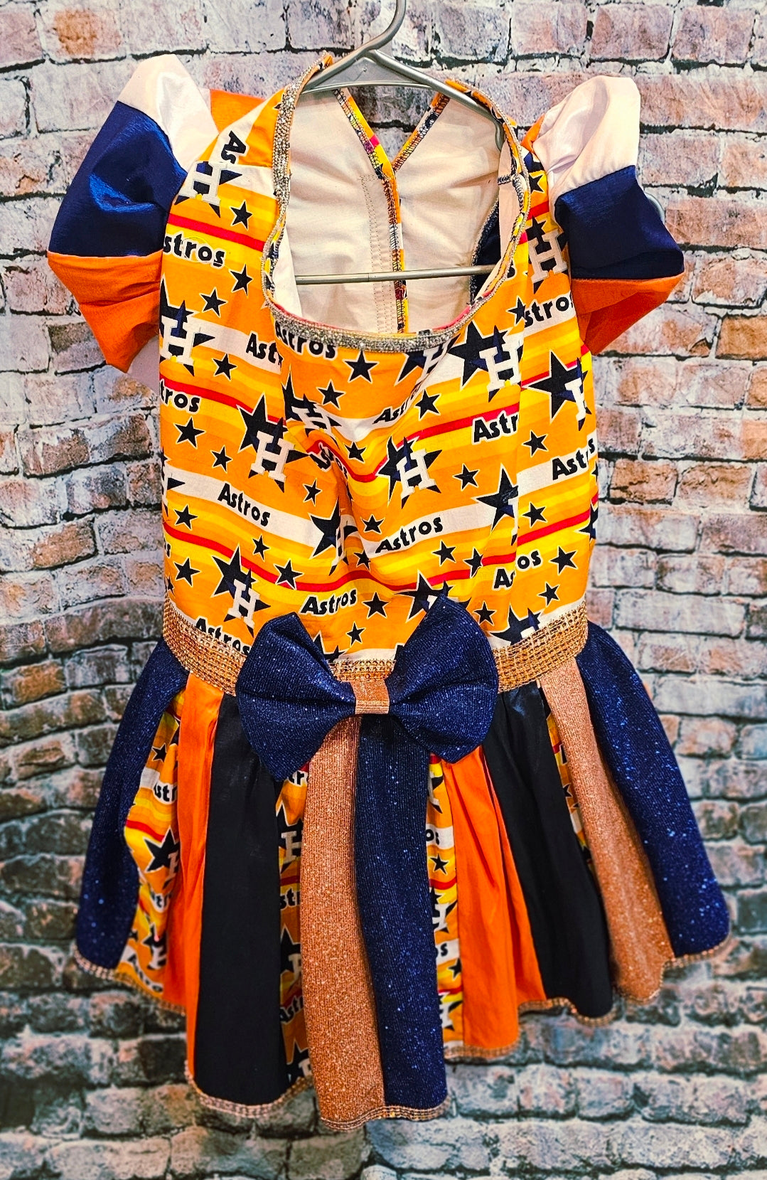 Houston Astros glitter pet dress, Houston Astros sequin pet dress