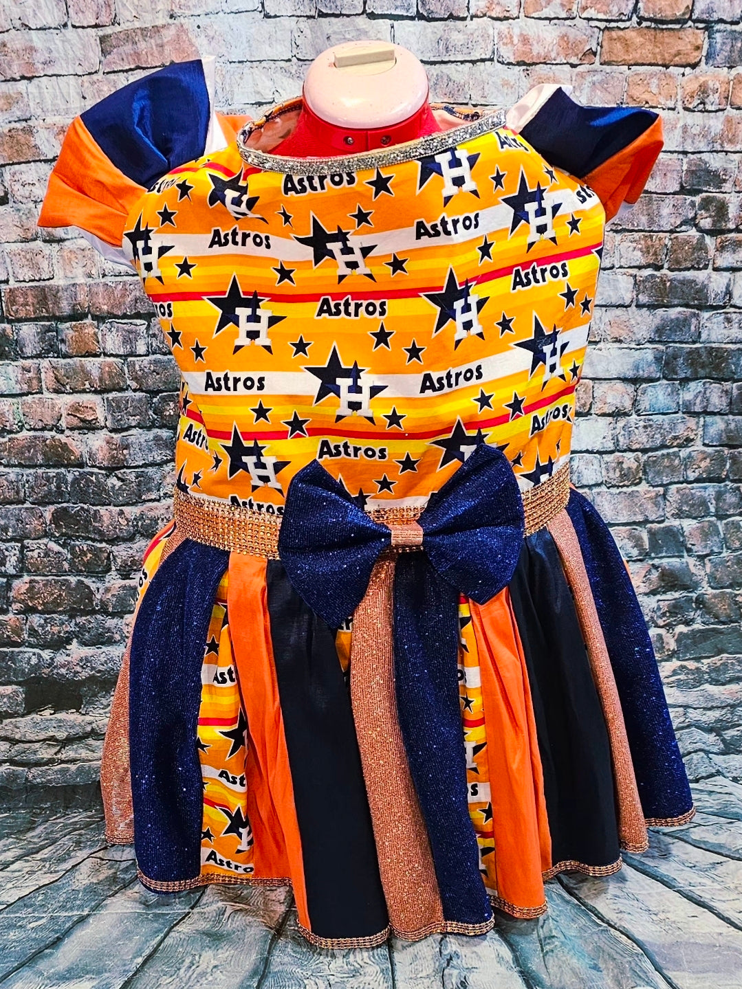 Houston Astros glitter pet dress, Houston Astros sequin pet dress