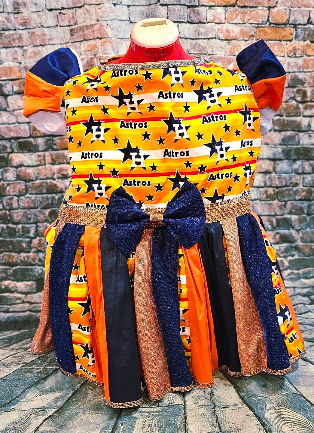 Houston Astros glitter pet dress, Houston Astros sequin pet dress
