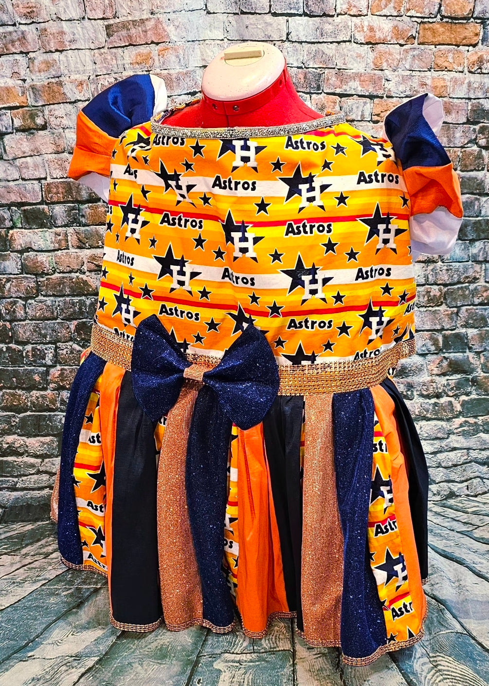 Houston Astros glitter pet dress, Houston Astros sequin pet dress