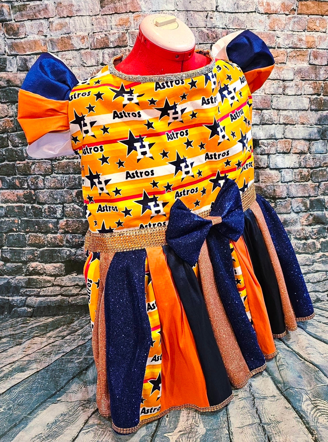 Houston Astros glitter pet dress, Houston Astros sequin pet dress