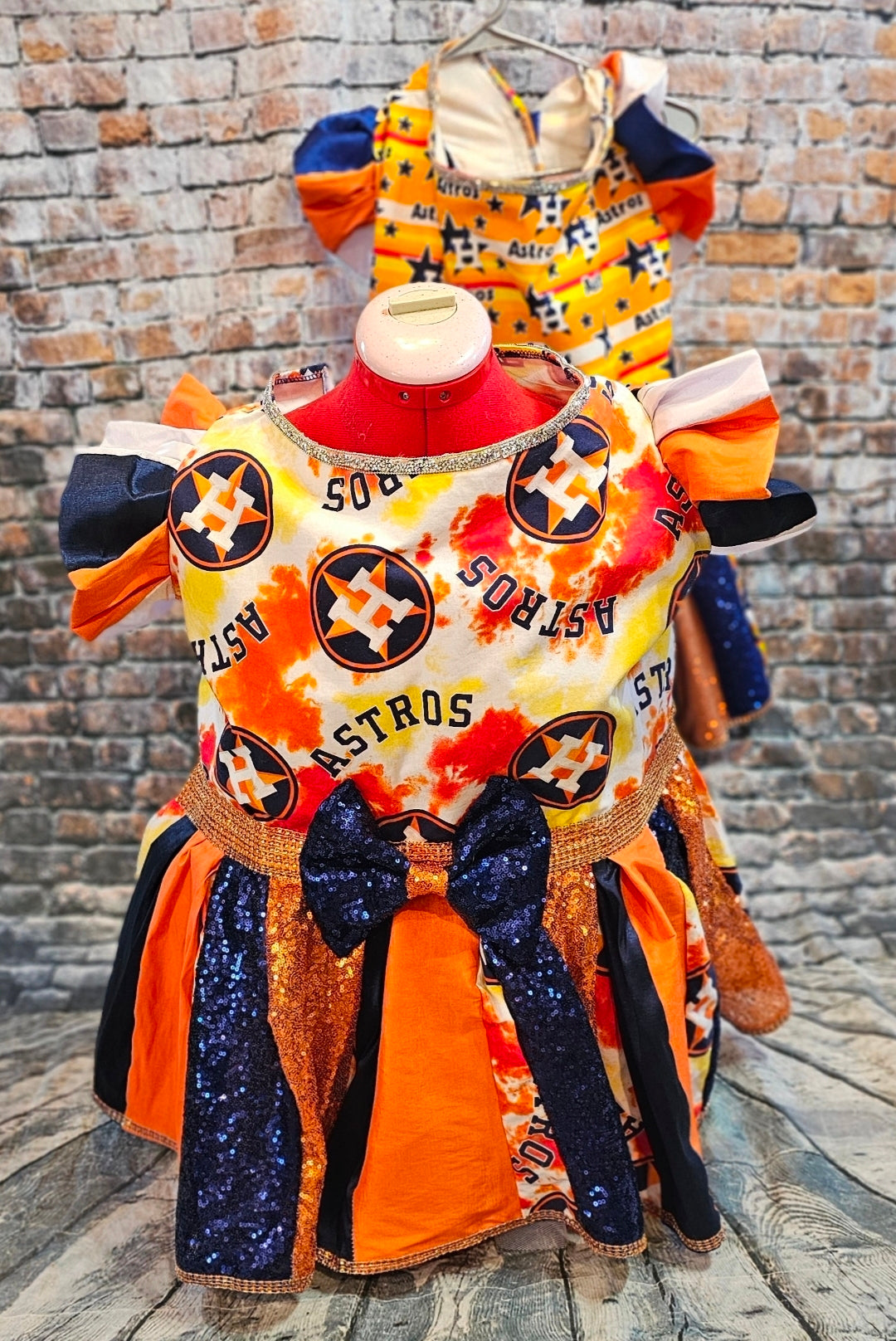 Houston Astros glitter pet dress, Houston Astros sequin pet dress