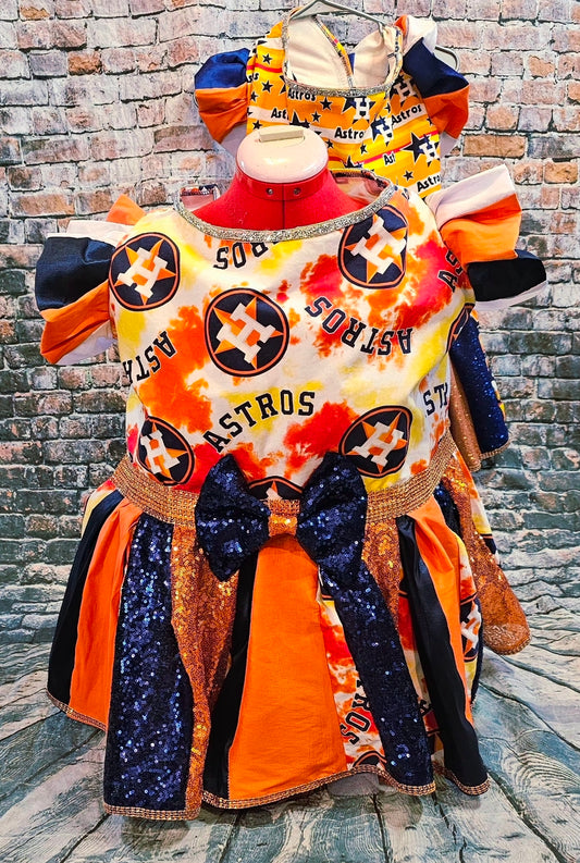 Houston Astros glitter pet dress, Houston Astros sequin pet dress