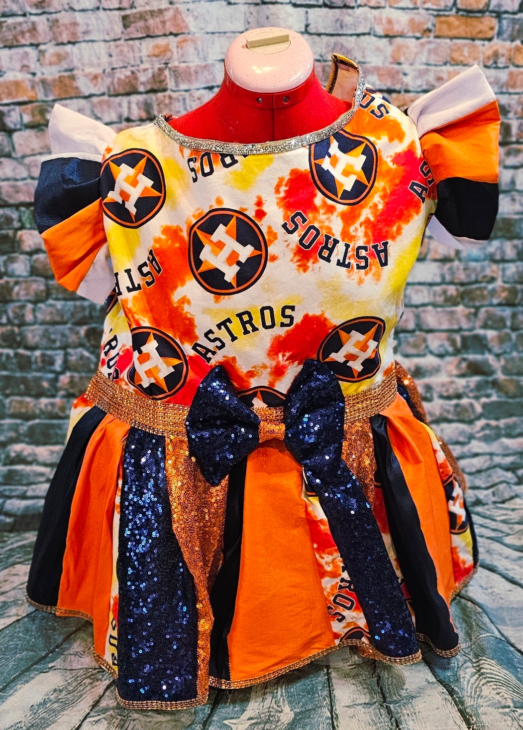 Houston Astros glitter pet dress, Houston Astros sequin pet dress
