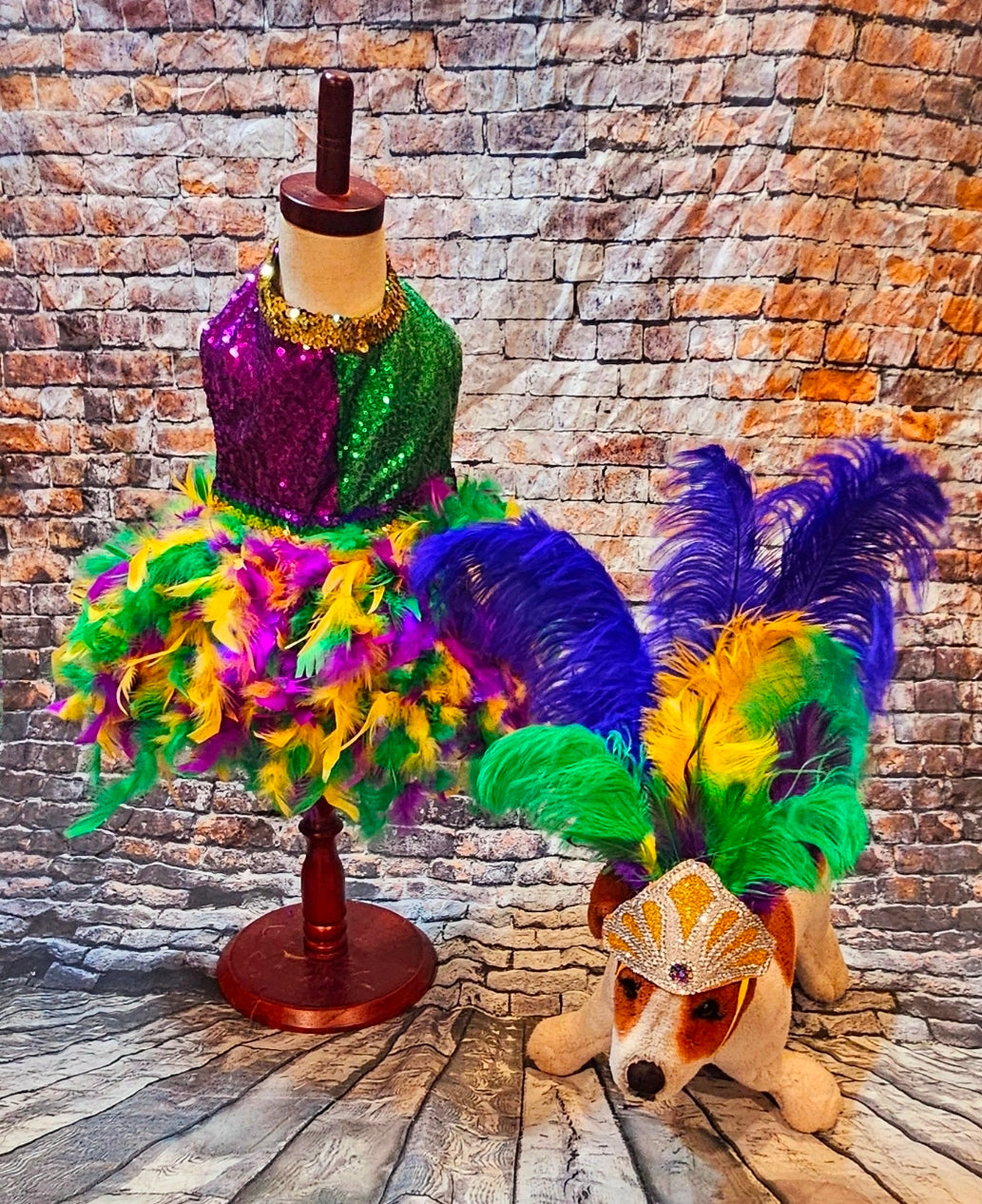 Mardi Gras light up pet dress, mardi gras pet costume, light up showgirl costume