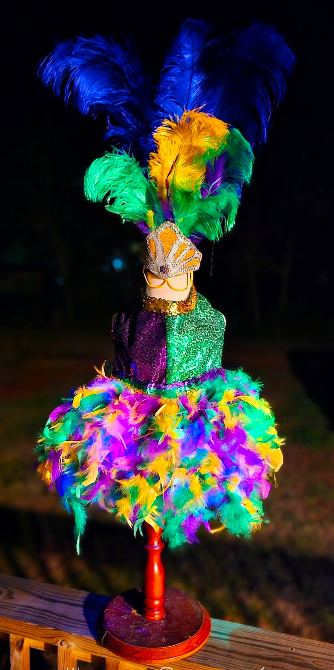 Mardi Gras light up pet dress, mardi gras pet costume, light up showgirl costume