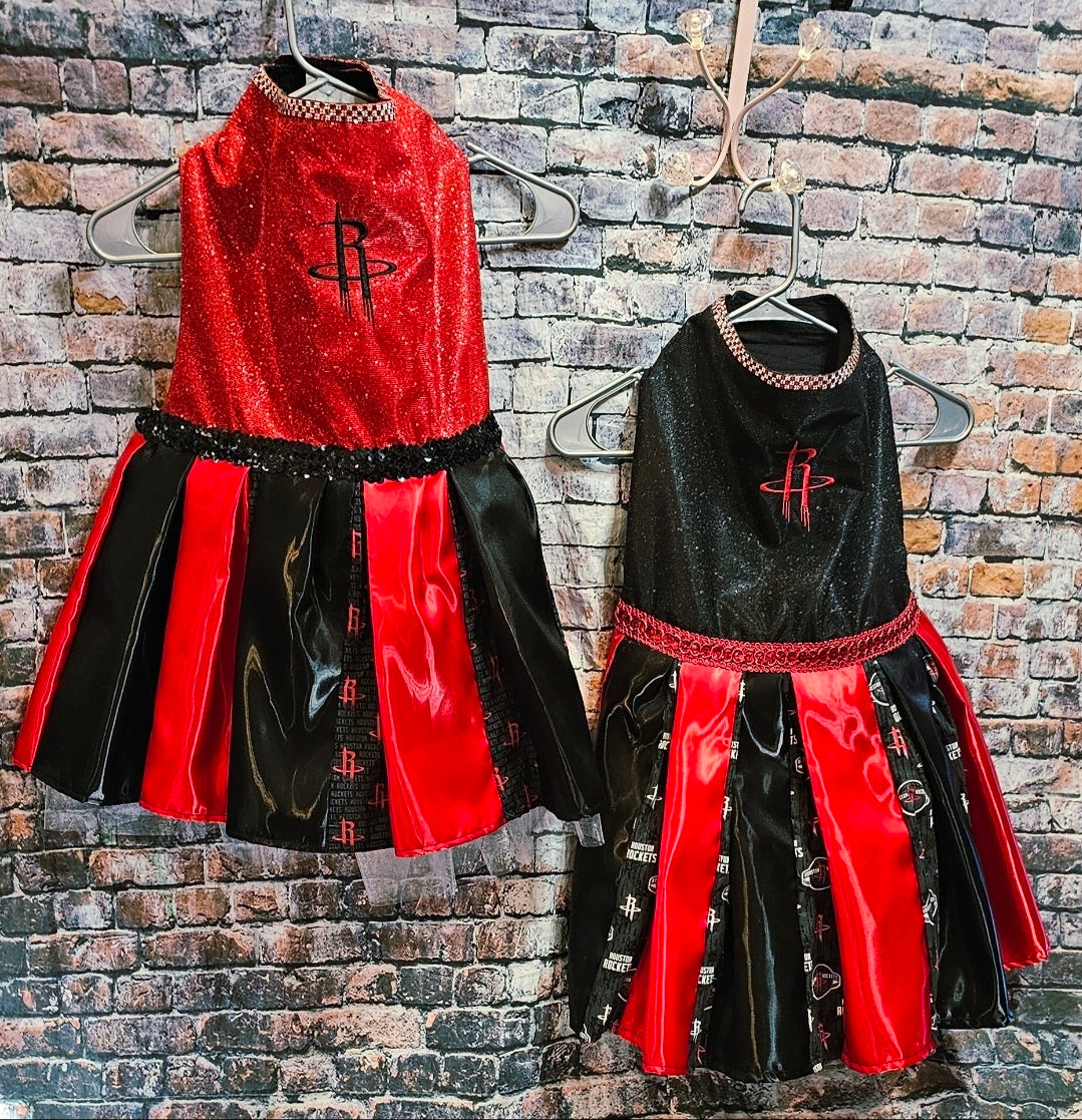 Houston Rockets glitter pet dress, rockets embroidered pet dress