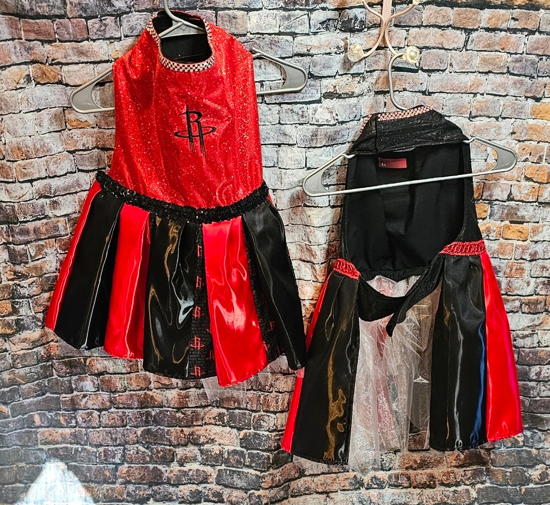 Houston Rockets glitter pet dress, rockets embroidered pet dress