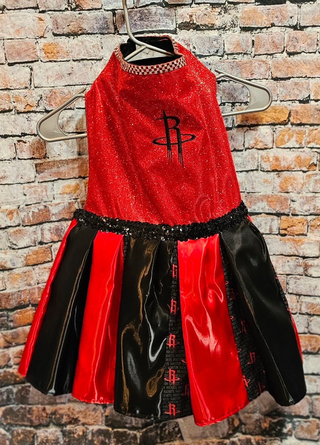 Houston Rockets glitter pet dress, rockets embroidered pet dress