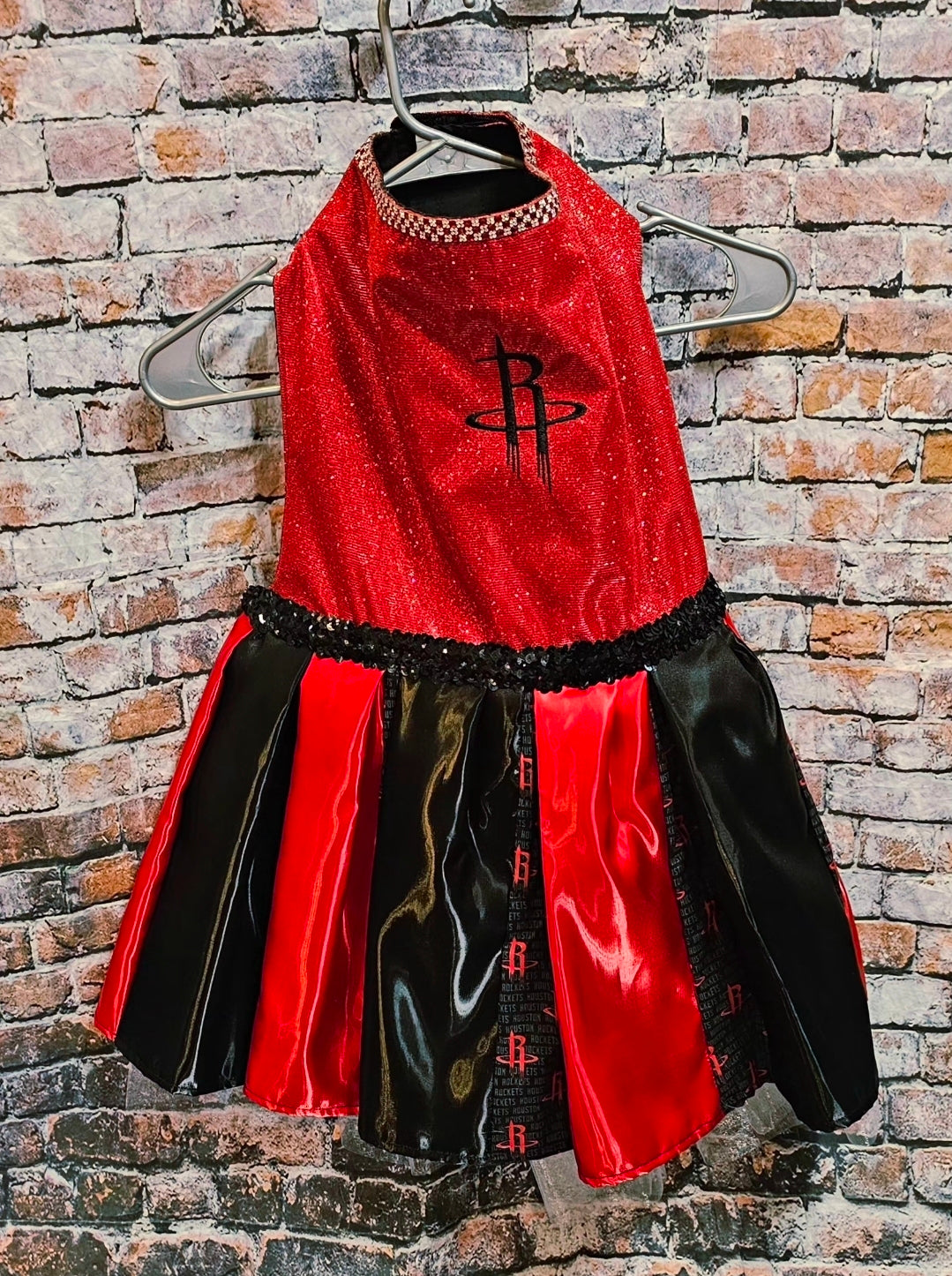 Houston Rockets glitter pet dress, rockets embroidered pet dress