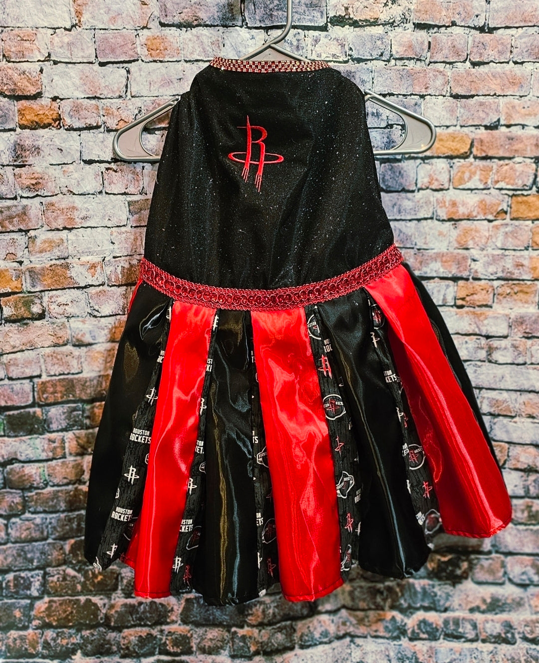 Houston Rockets glitter pet dress, rockets embroidered pet dress